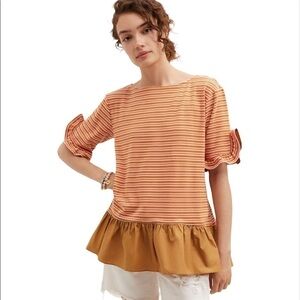 Anthropologie Maeve Ruffled Peplum Top XS
